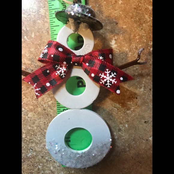 New Handmade Welded Metal SNOWMAN Christmas Tree ORNAMENT - Picture 4 of 7